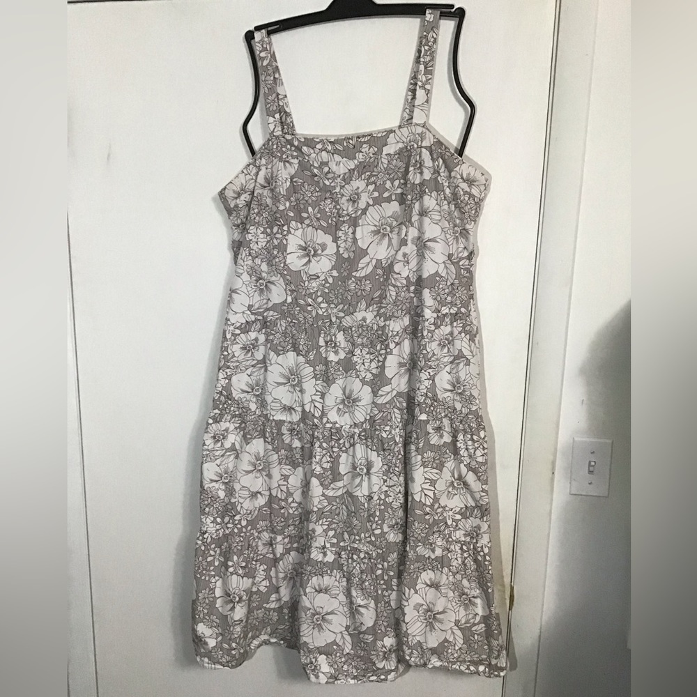 Lane Bryant midi dress 20 brown n white floral print